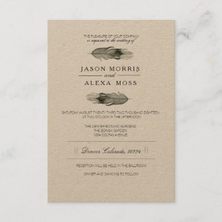 Convites Feather Watercolor | Casamento Elegante Boho