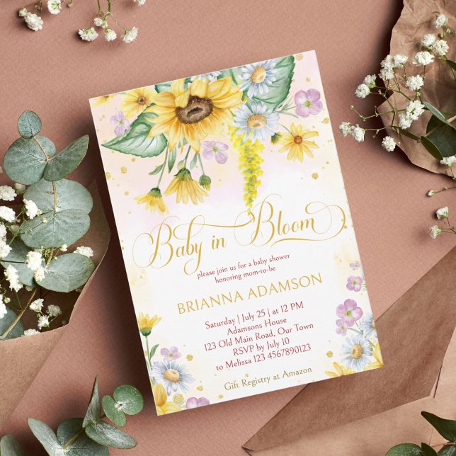 Convites Febre de girassol de margarida selvagem em chá de  (Criador carregado)