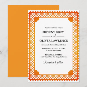 Convites Febre Elegante Dourada Papel Picado