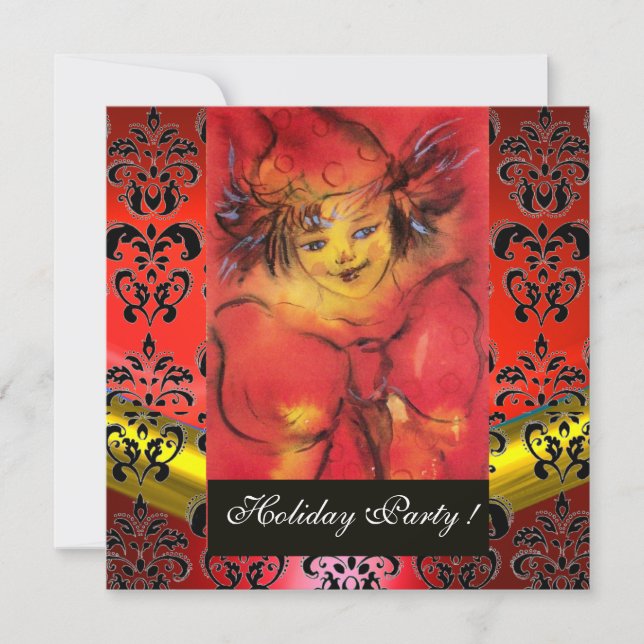 CONVITES FECHADO COM ARCO VERMELHO NEGRO DOURADO DAMASK MON (Frente)