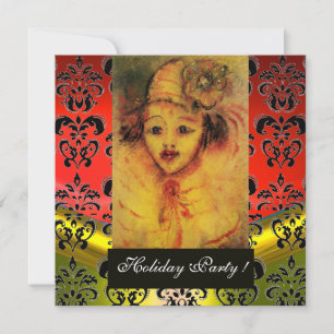 CONVITES FECHADO EM AMARELO, VERMELHO, NEGRO DAMASK MONOGRA