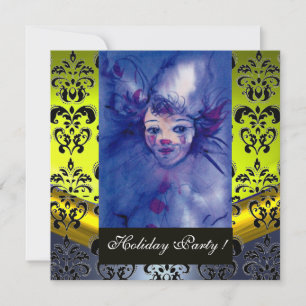 Convites FECHADO EM PURA, AMARELO NEGRO NEGRO MONOGRAMA azu