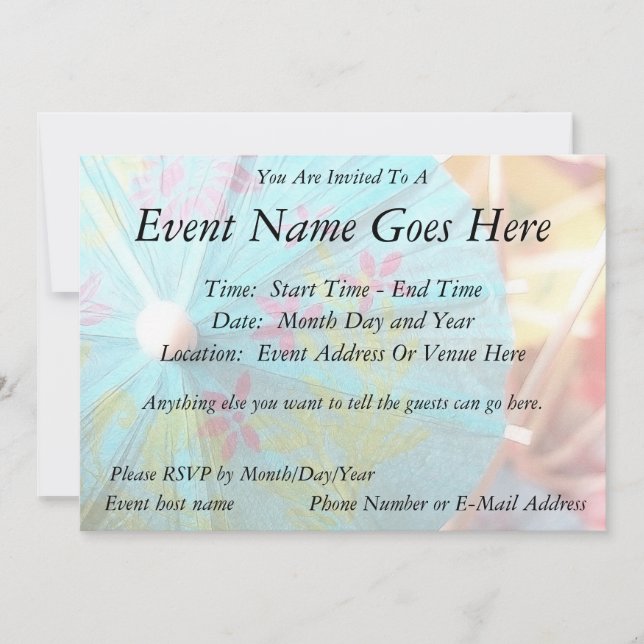 Convites Fechar - Parasol de Papel (Frente)