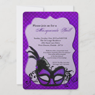 Convites Feira de Máscara de Mascarada Roxo