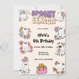 Convites Feira de Spooky, Fofo de Fantasma floral Aniversár