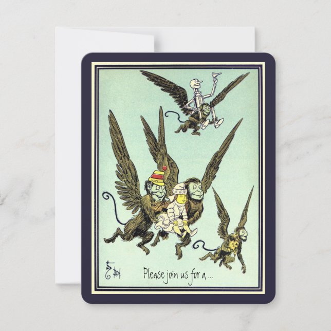 Convites Feiticeiro de Oz. Festa de aniversário de macaco v (Frente)