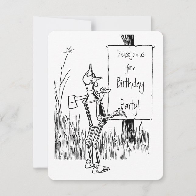 Convites Feiticeiro de Oz. Tinman e Lion Birthday (Frente)