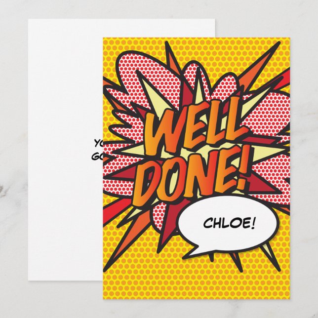 Convites FEITO COM SUCESSO História em Quadrinhos Pop Art (Frente/Verso)