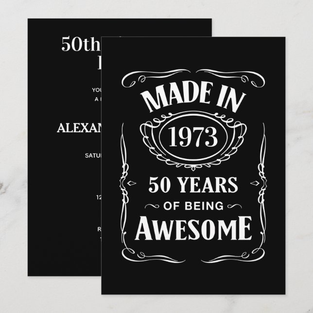 Convites Feito em 1973, 50 anos de ser incrível no dia 2023 (Frente/Verso)