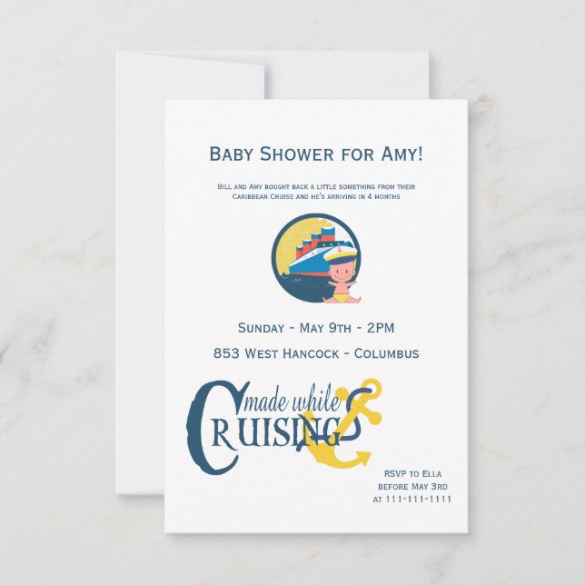 Convites Feito quando em um chá de fraldas do cruzeiro (Frente)