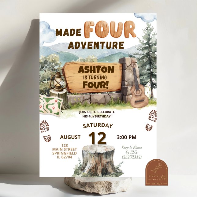 Convites Feito QUATRO Aniversário de Aventuras nas Matas (Criador carregado)