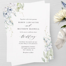 Convites Felicidade elegante, Floral Branco e Casamento Ver