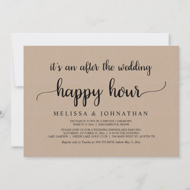 Convites Felicidade Eterna Após Casamento Fuga Hora Feliz (Frente)
