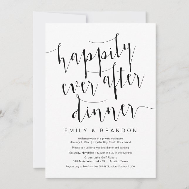 Convites Felicidade Eterna Após o Jantar, Casamento às Escu (Frente)