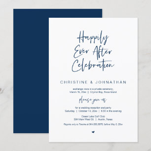 Convites Felicidade Eterna, Azul Marinho, Casamento Intimo