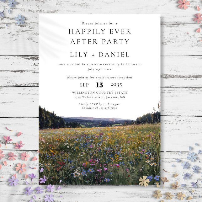 Convites Felicidade Eterna Depois das Flores Silvestres Flo (Happily Ever After Wildflowers Floral Wedding Invitation)