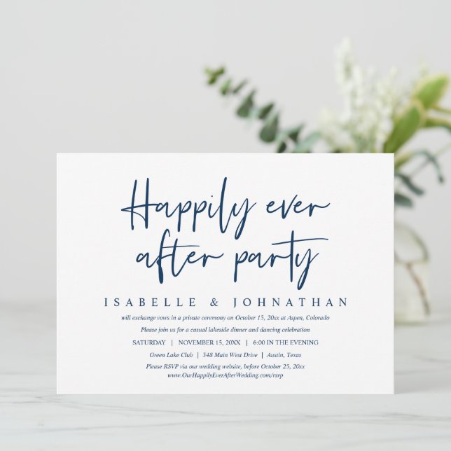 Convites Felicidade Eterna Depois do Casamento Informal Fes (Em pé/Frente)