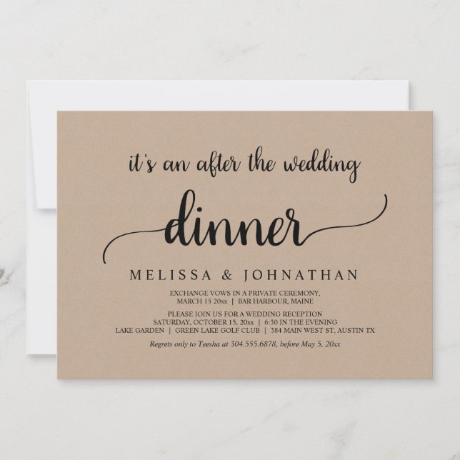 Convites Felicidade Eterna Jantar de Casamento Rústico Fuga (Frente)