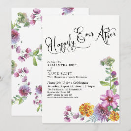 Convites Felicidade Eterna Recepção de Aquarela de Flores S