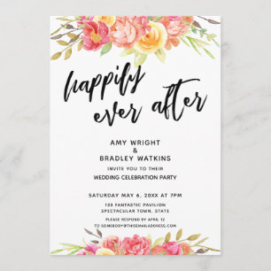 Convites Felicidade Eterna Recepção de Casamento com Flores