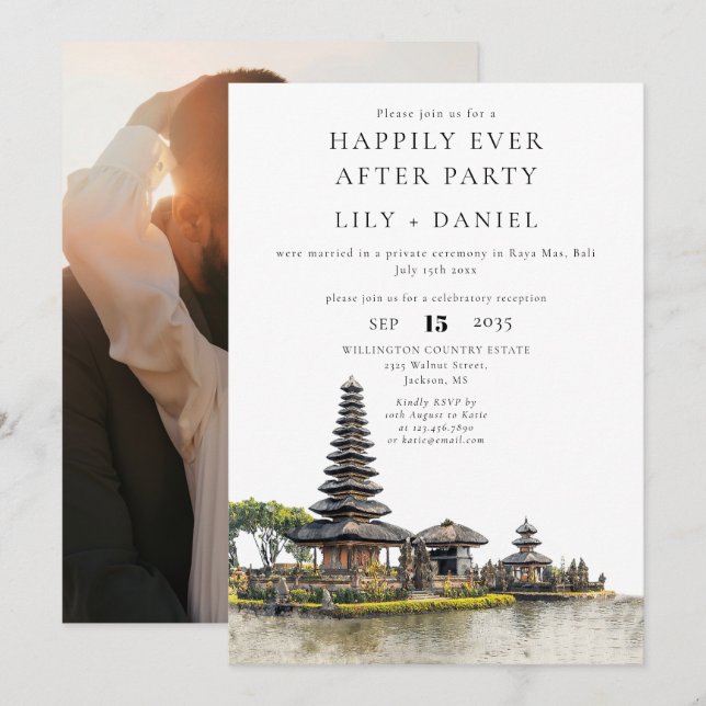 Convites Felicidade Para Sempre Após Casamento em Bali Foto (Frente/Verso)