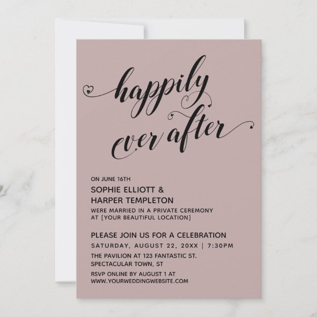 Convites Felicidade Para Sempre Corações Festa Poeira Rosa (Frente)