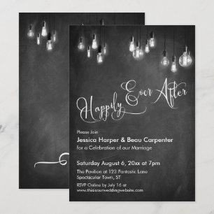 Convites Felicidade Para Sempre, Luzes de Edison, Quadro Ne