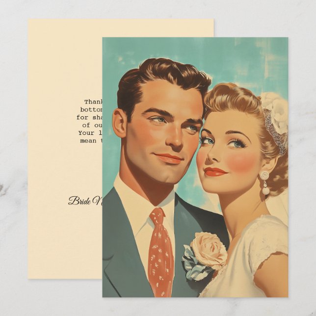 Convites Felicidade Vintage de Casados (Frente/Verso)