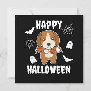 Convites Felicidades ao Beagle no Dia das Bruxas Fantasia d
