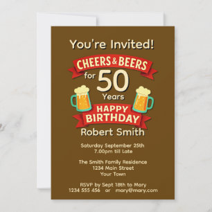 Convites Felicidades e Cervejas por 50 anos Feliz Aniversár