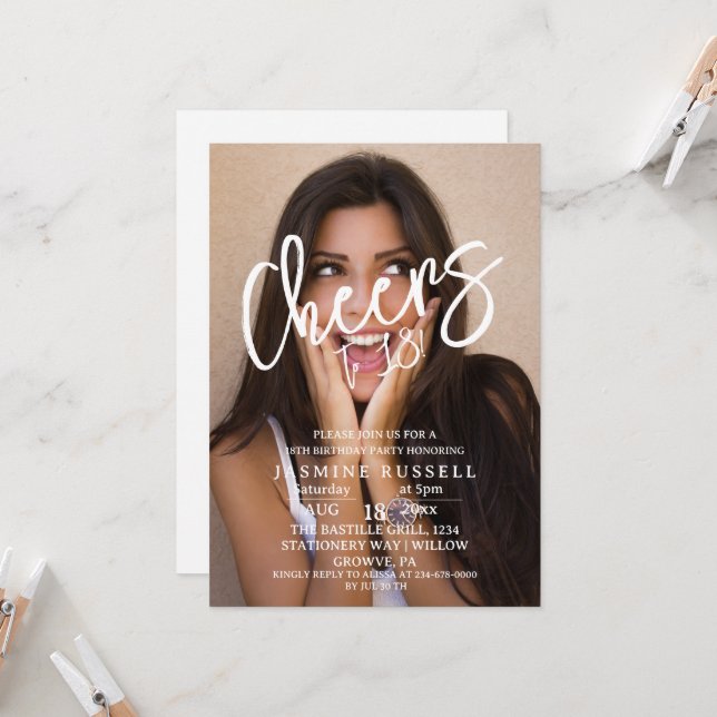 Convites Felicita 18º Aniversário da Foto Moderna Por Ela (Frente/Verso In Situ)