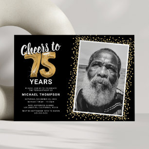 Convites Felicitações aos Anos 75 Foto de Aniversário