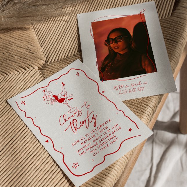 Convites Felicitações Ilustradas A Trinta 30 Foto Aniversár (Criador carregado)