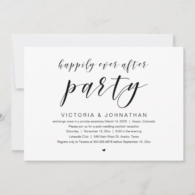 Convites Felicizes para sempre, Festa de Casamento Intimo (Frente)