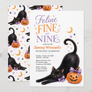 Convites Feline Bem no Nono Aniversário de Halloween