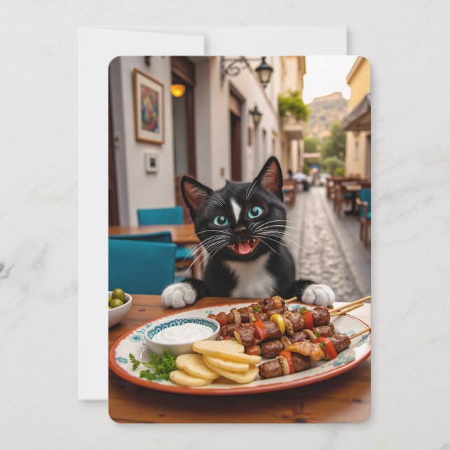 Convites Felini gosta da cozinha grega (Frente)