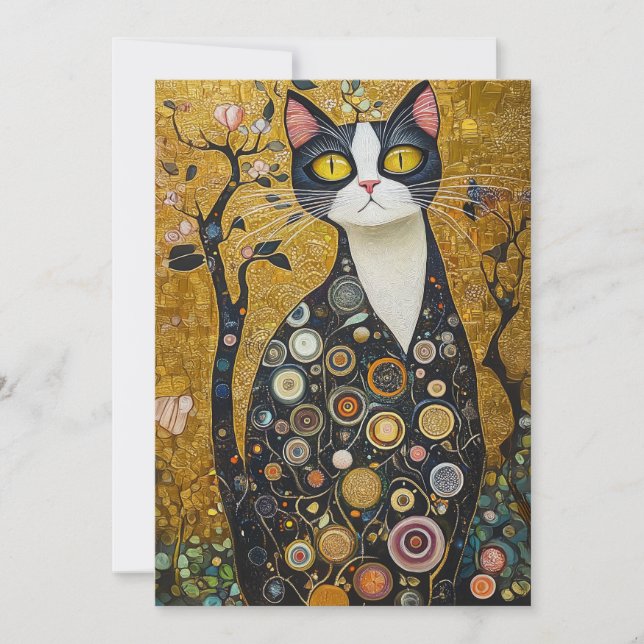 Convites Felino Celestial em Dourado (Frente)