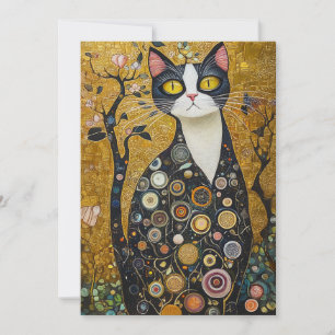 Convites Felino Celestial em Dourado