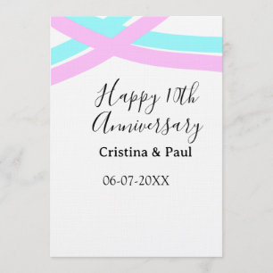 Convites Feliz 10º aniversário simples nome de casamento mi