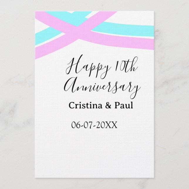 Convites Feliz 10º aniversário simples nome de casamento mi (Frente)