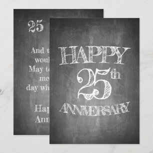 Convites Feliz 25º aniversário em quadro de giz