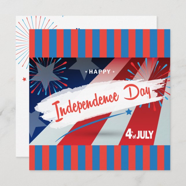 Convites Feliz 4 de julho, American Flag Personalize (Frente/Verso)