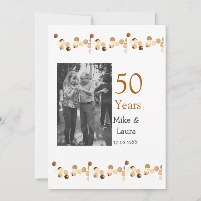 Convites Feliz 50º aniversário adicionar nome do casal data (Frente)