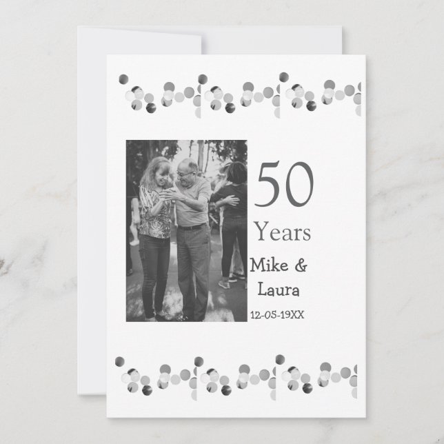 Convites Feliz 50º aniversário adicionar nome do casal data (Frente)