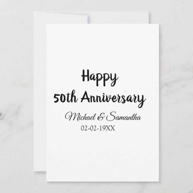 Convites Feliz 50º aniversário adicionar nome do casal data (Frente)