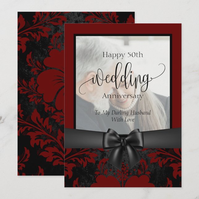 Convites Feliz 50º aniversário de casamento foto tradiciona (Frente/Verso)