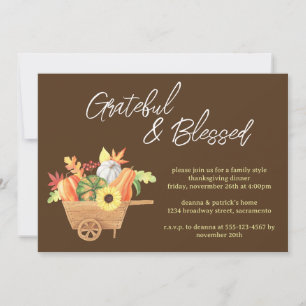 Convites Feliz Abençoado Pumpkin Wheelbarrow, Ação de Graça