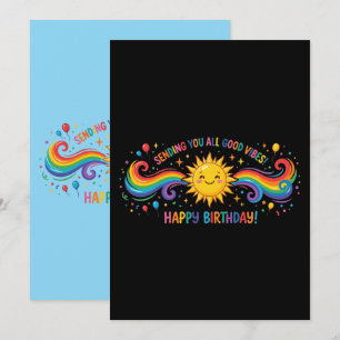 Convites Feliz Aniversário Boas Vibrações Arco-Íris Sol