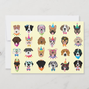 Convites Feliz Aniversário Cachorro Enfrenta Animais Pawty