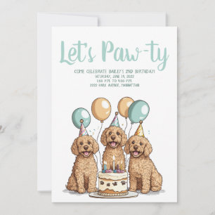 Convites Feliz Aniversário Cachorros de Goldendoodle